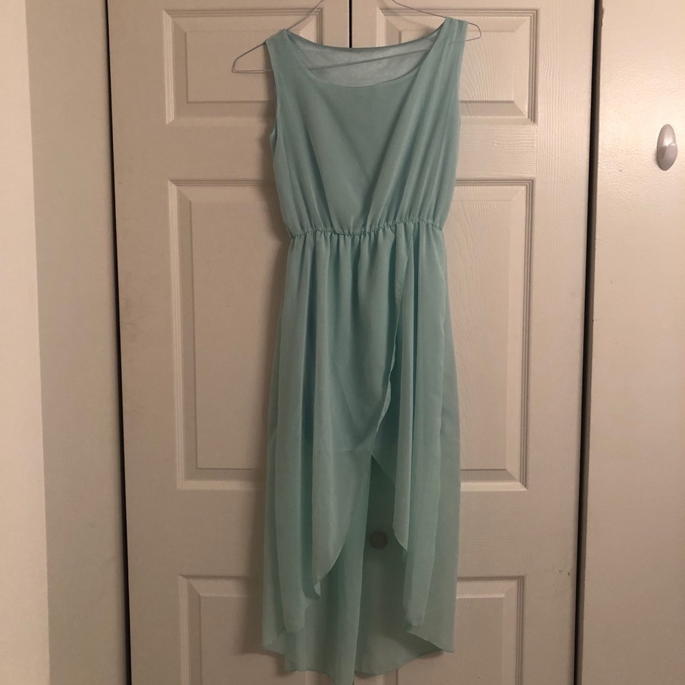 Seafoam green high low casual dress!